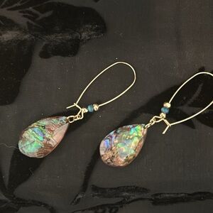 Robert Lee Morris Dangly Abalone Earrings Gold tone